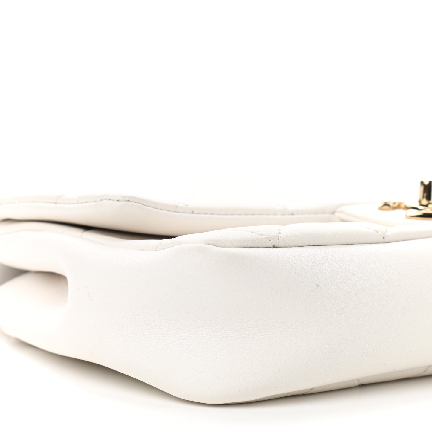Lambskin Quilted Resin Bi-Color Chain Flap Bag White