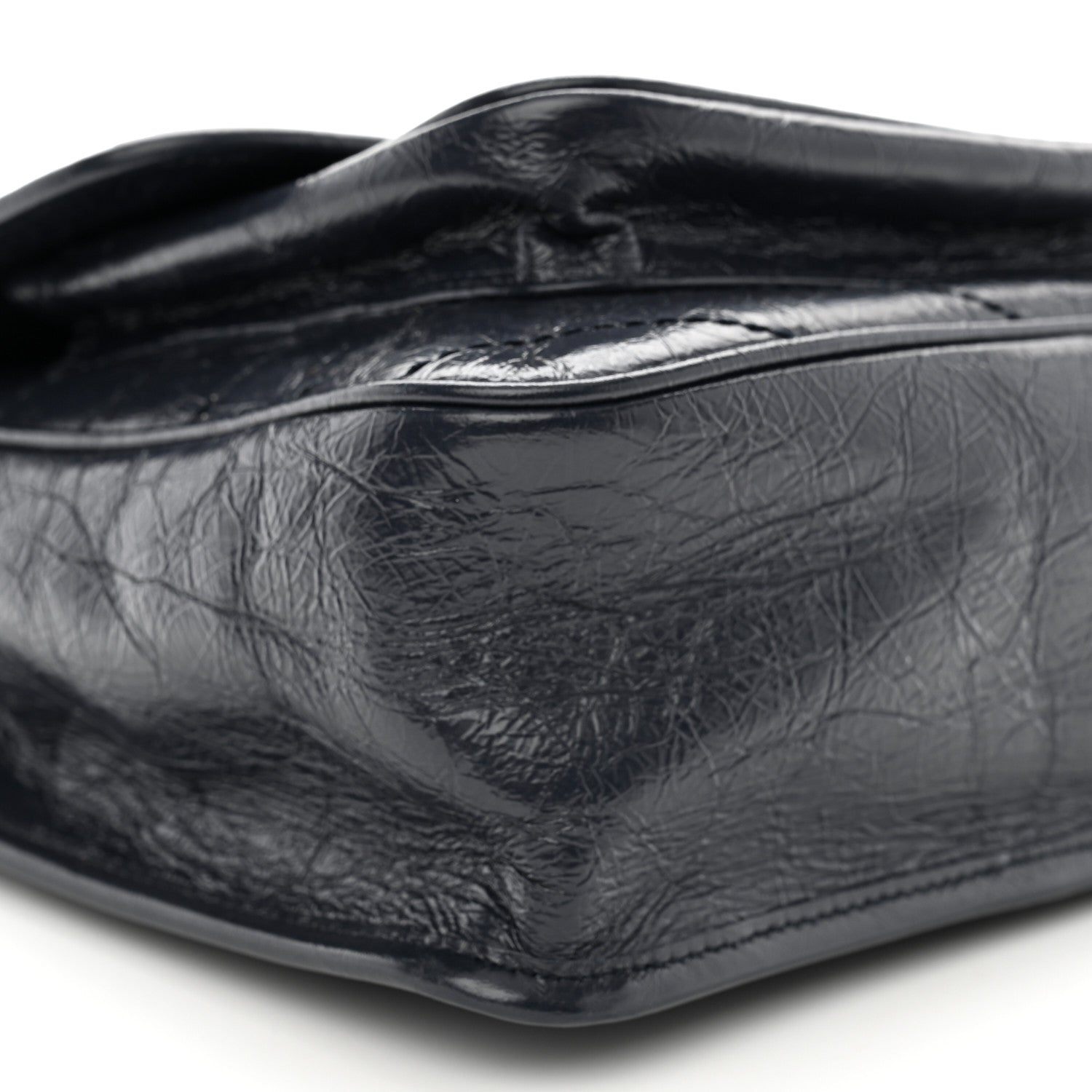Saint Laurent Crinkled Calfskin Matelasse Monogram Medium Niki Chain Satchel Deep Marine 8 of 13