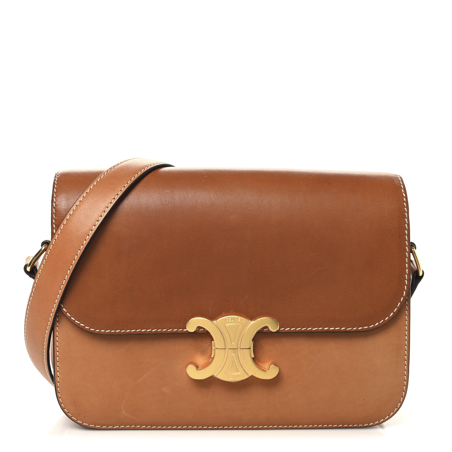 Celine Natural Calfskin Medium Triomphe Tan 1766540 – FASHIONPHILE