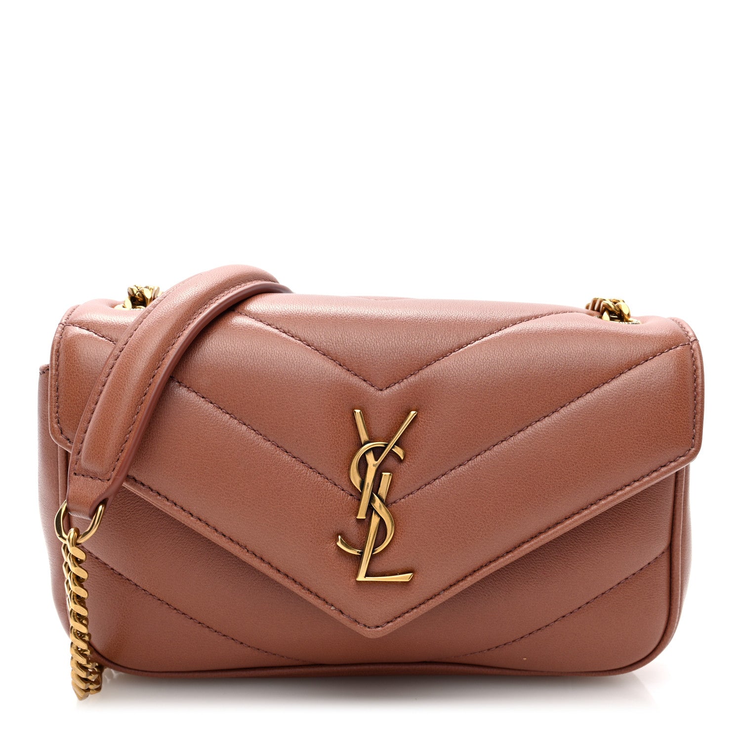 Saint Laurent Lambskin Chevron Quilted Mini Loulou Hortensia