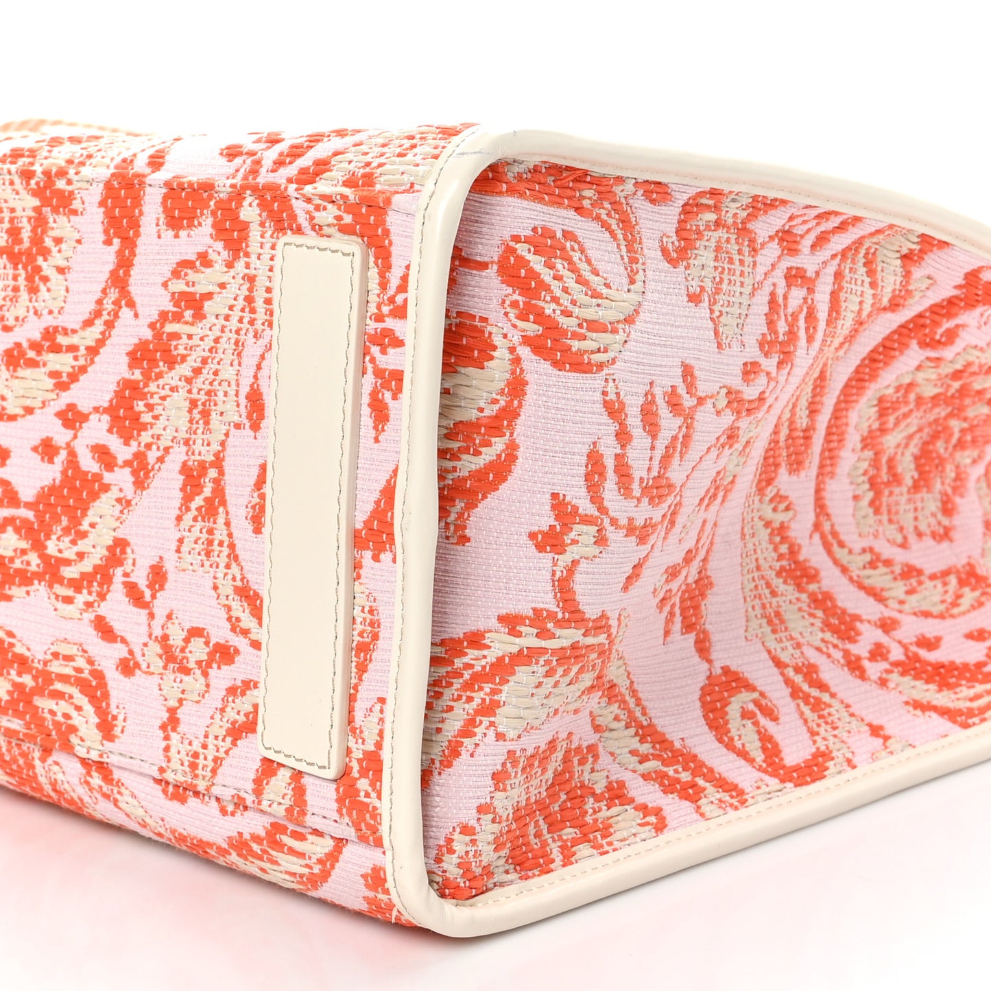 Raffia Barocco Large Athena Tote Coral