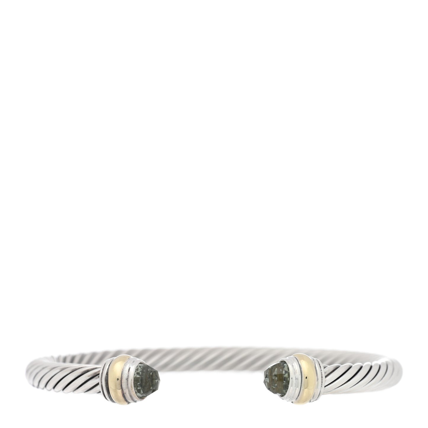 Sterling Silver 14K Yellow Gold Prasiolite 5mm Cable Classics Bracelet