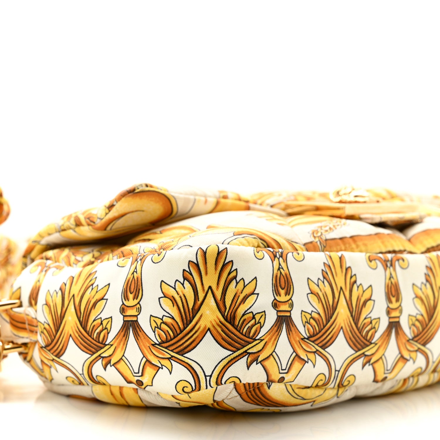Fendi X VERSACE Silk Fendace FF Baroque Quilted Scarf Baguette White Gold 8 of 9