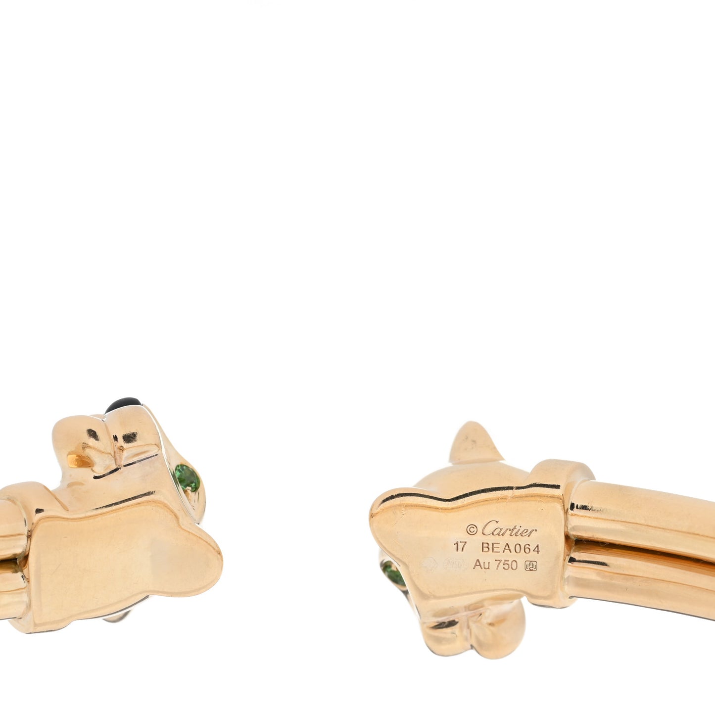 18K Yellow Gold Tsavorite Garnet Onyx Panthère De Cartier Cuff Bracelet 17