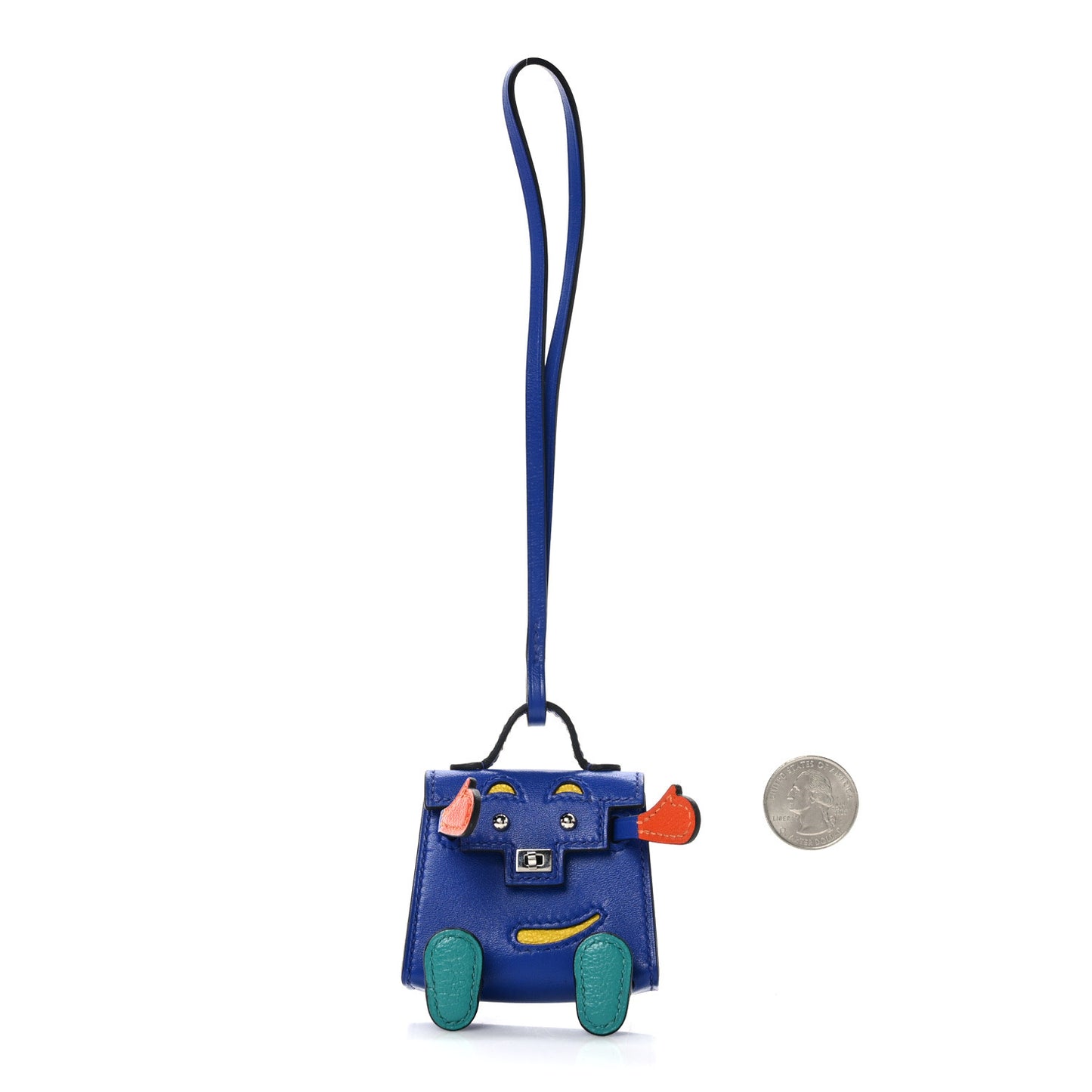 Tadelakt Chevre Mysore Kelly Quelle Idole Bag Charm Bleu Electrique Feu Jaune De Naples Vert Verone