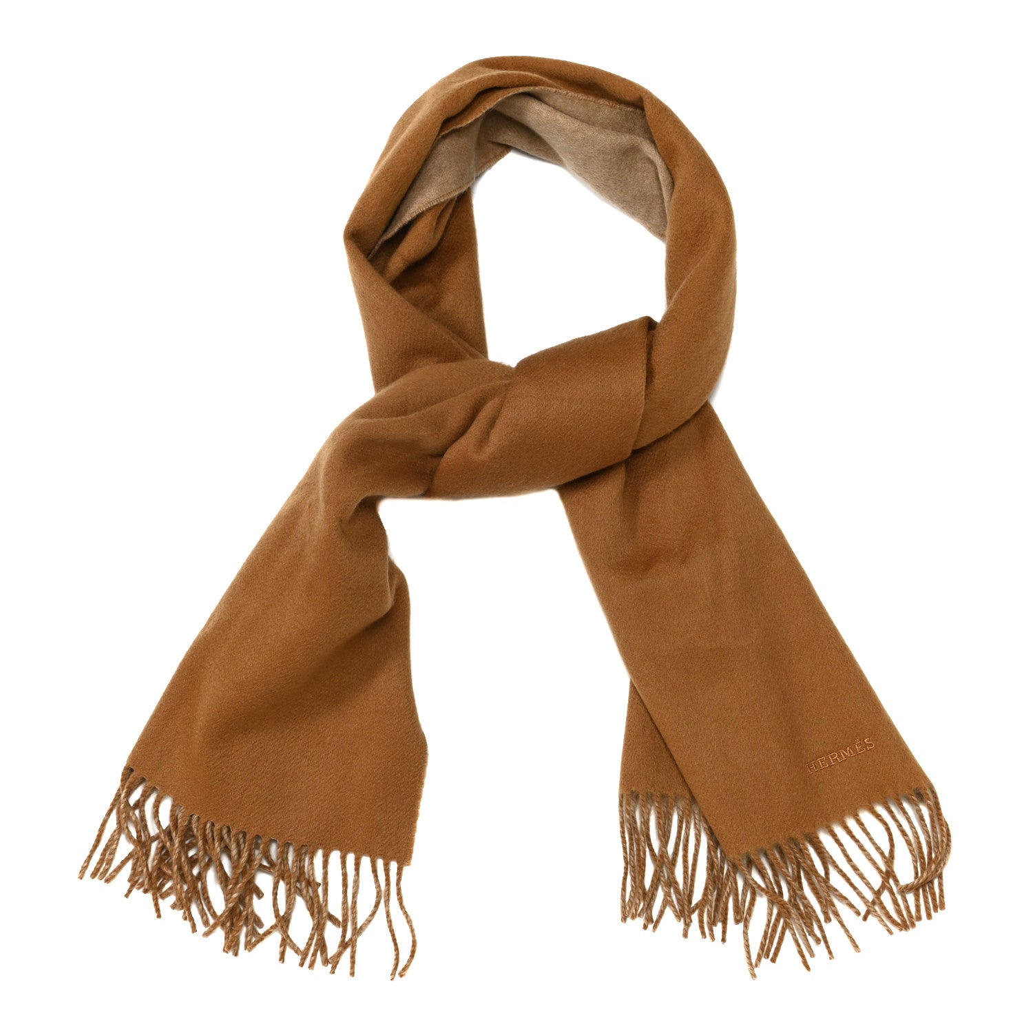 Hermes Cashmere Recto Verso Muffler Camel Beige 971879 – FASHIONPHILE