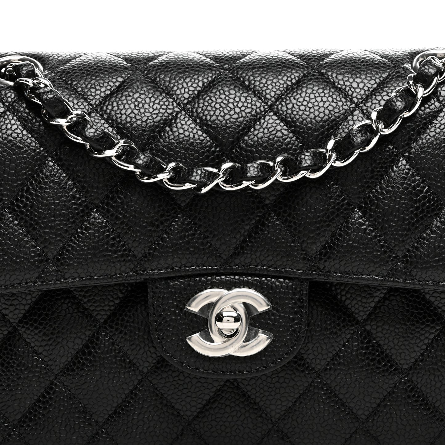 Caviar Quilted Small Double Flap Black