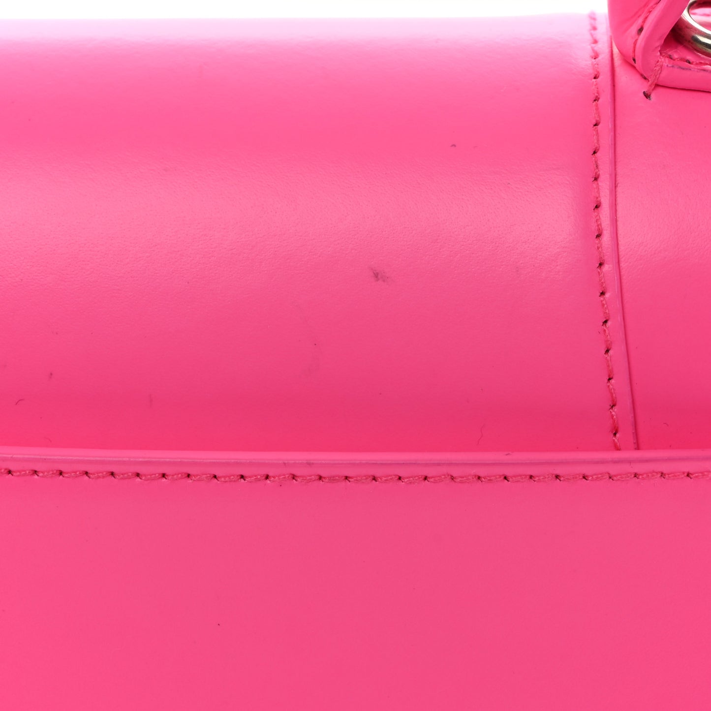 Shiny Box Calfskin Small Hourglass Top Handle Bag Fluo Pink