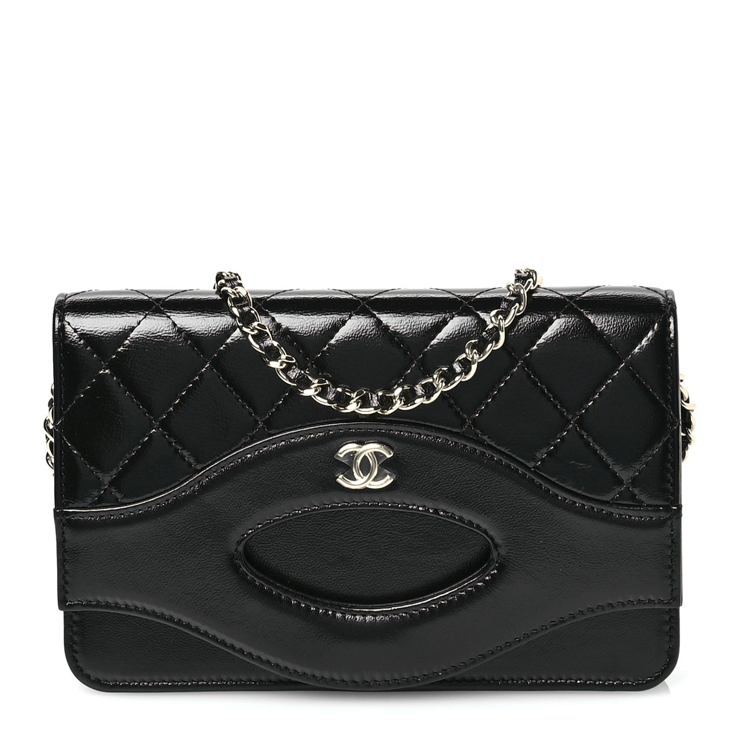 Calfskin Quilted 31 Wallet On Chain WOC Black