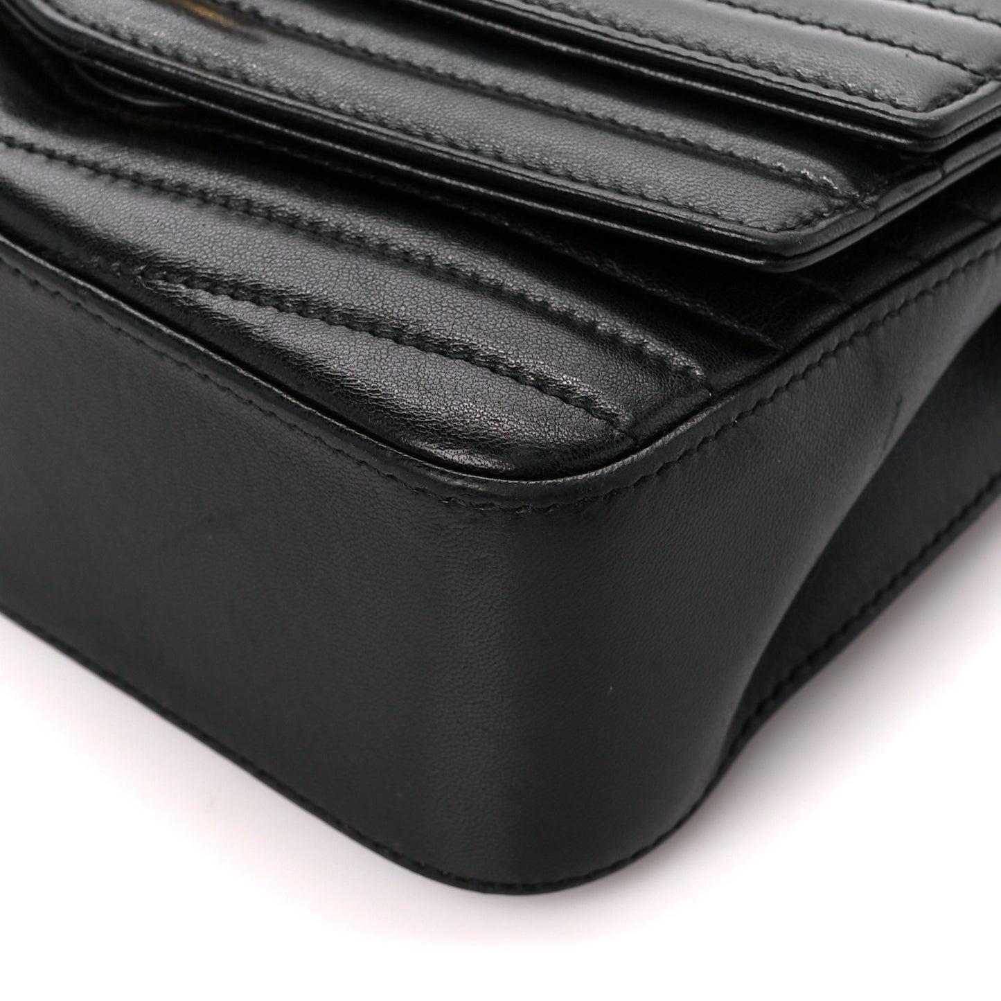 Lambskin Matelasse Chevron Monogram Small Sulpice Bag Black