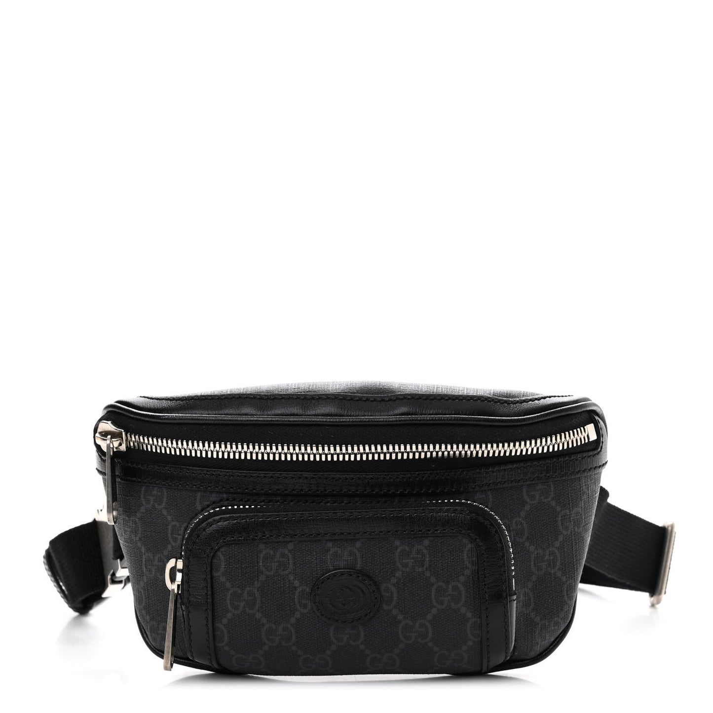 GG Supreme Monogram Textured Calfskin Retro Interlocking G Belt Bag Black