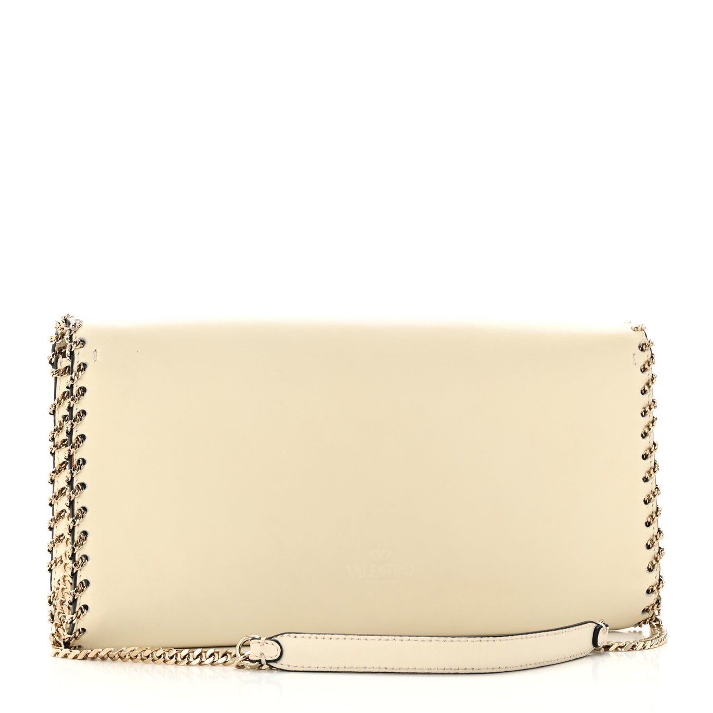 Vitello Groumette Demilune Chain Clutch Ivory