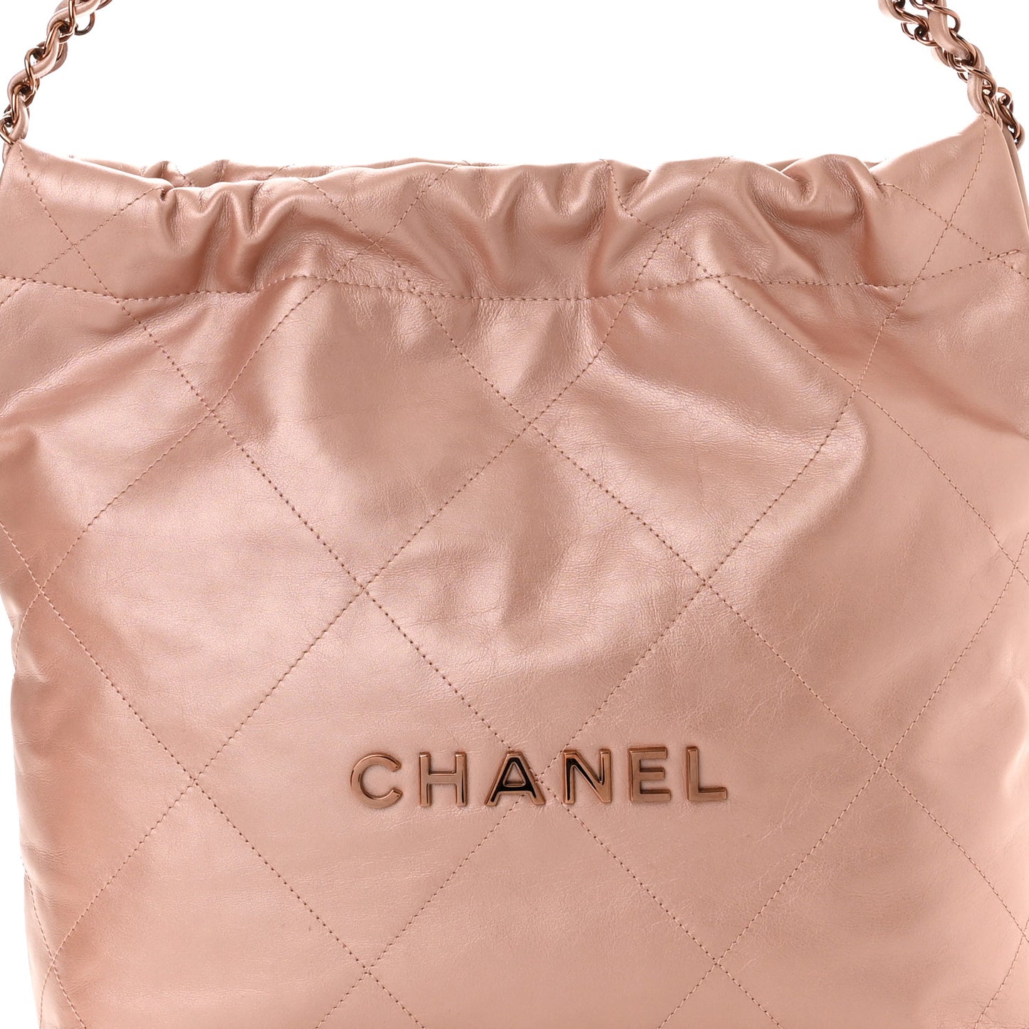 Metallic Calfskin Quilted Small Chanel 22 Pink