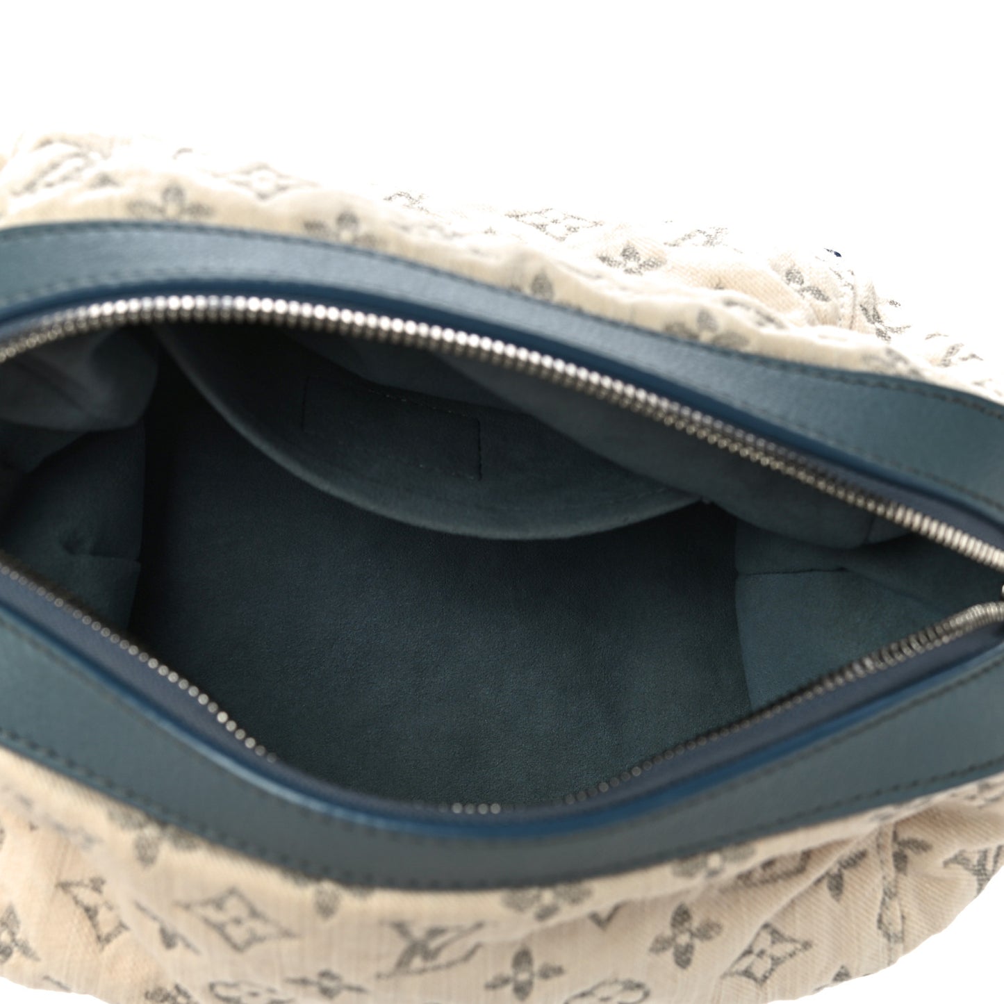 Monogram Denim Pochette Round Blue