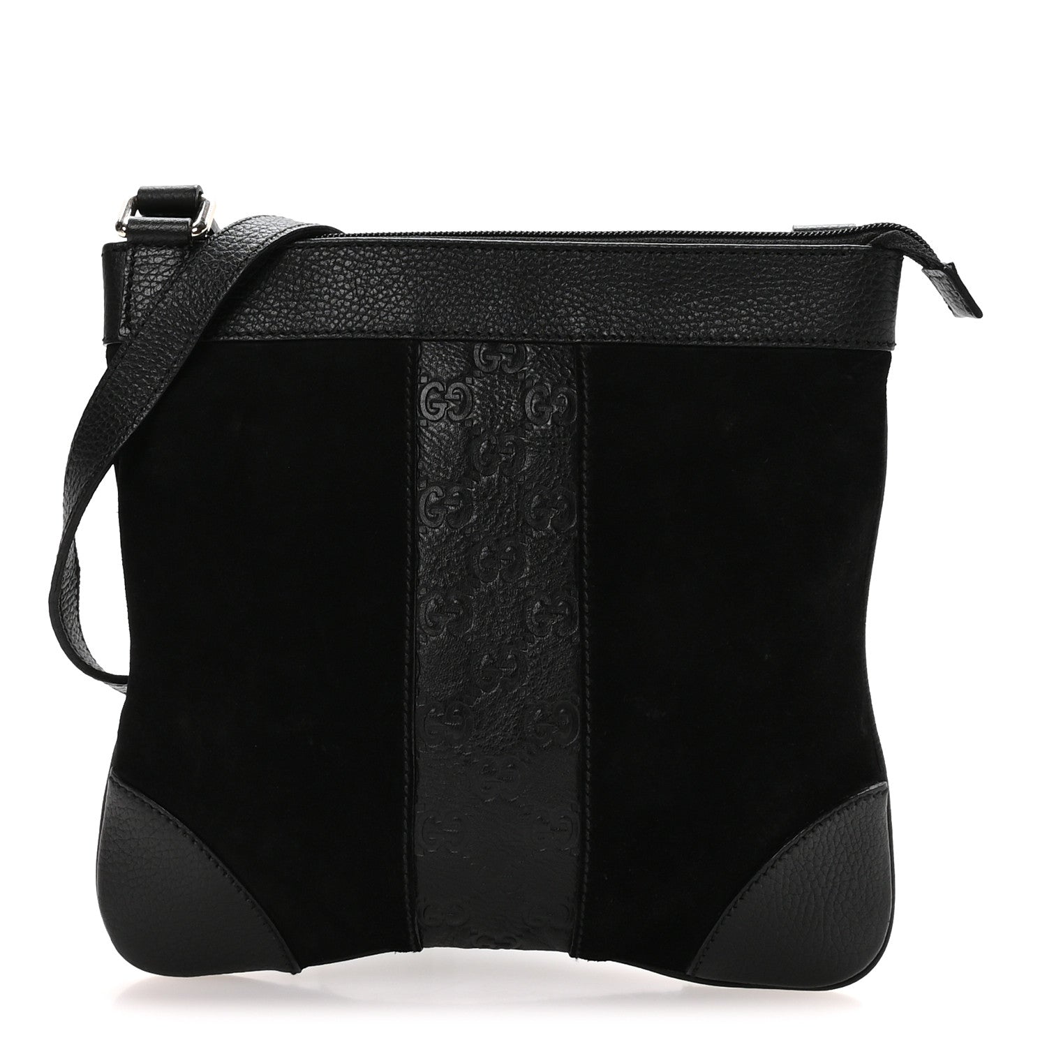 Gucci Guccissima Suede Crossbody Bag Black 1865229 – FASHIONPHILE