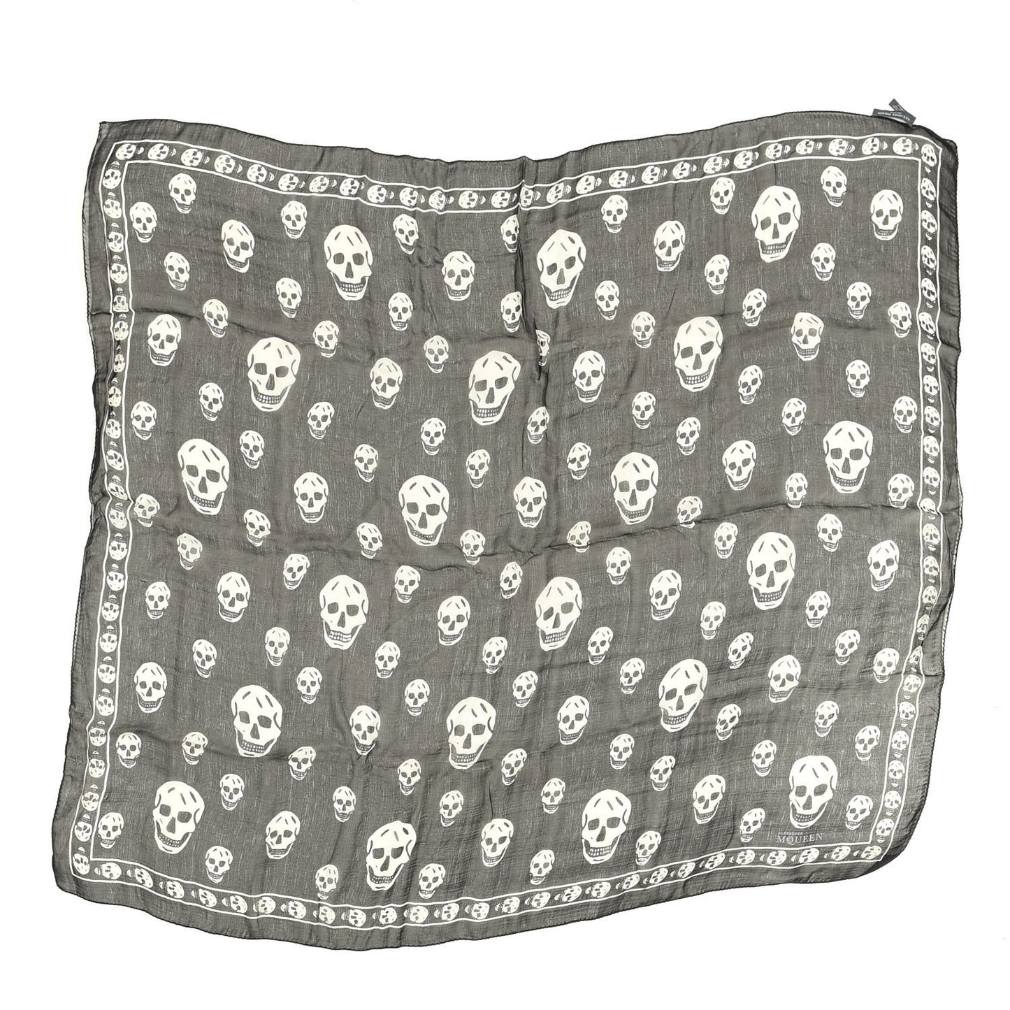 Silk Chiffon Skull Scarf Black White