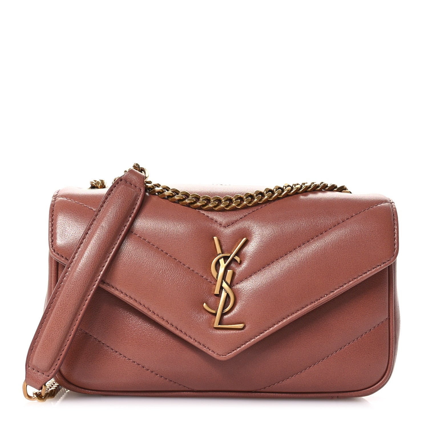 Saint Laurent Lambskin Chevron Quilted Mini Loulou Hortensia