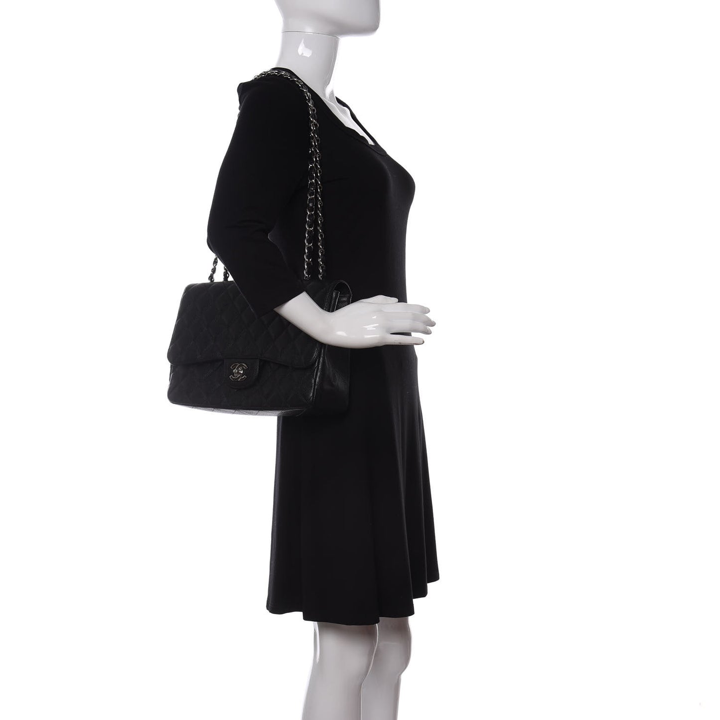 Caviar Quilted Jumbo Single Flap Black