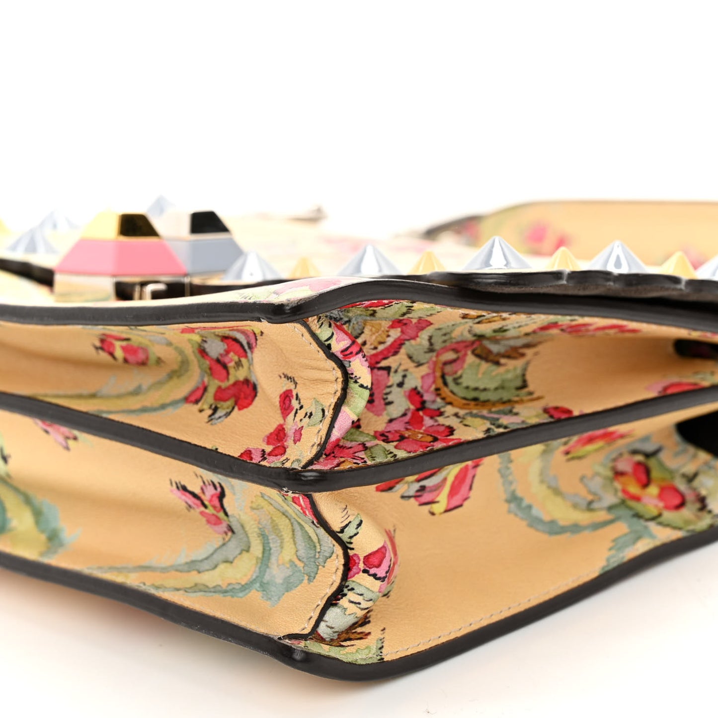 Vitello Marie Antoinette Print Rosebud Kan I Shoulder Bag Panna Multicolor