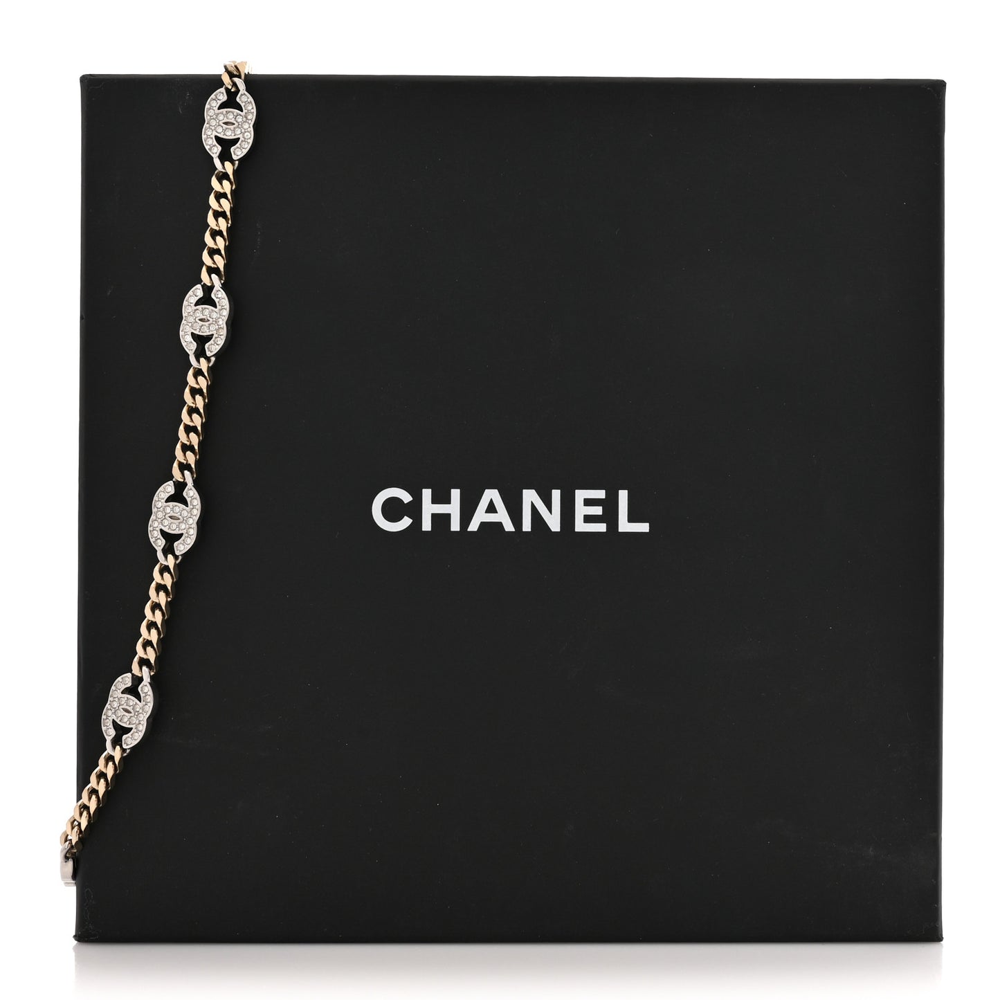 Crystal Chain CC Link Choker Gold Silver