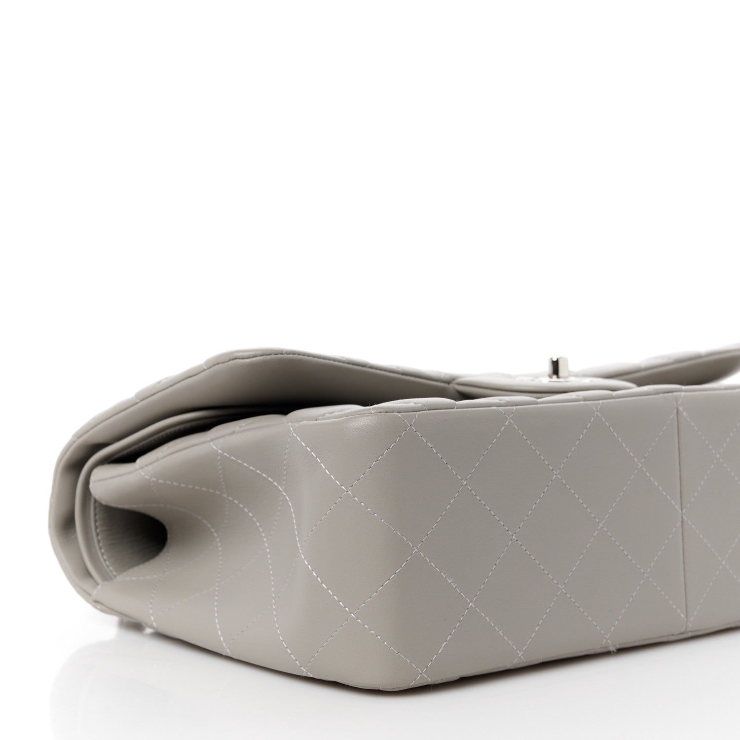 Chanel Lambskin Quilted Jumbo Double Flap Grey 10 of 11