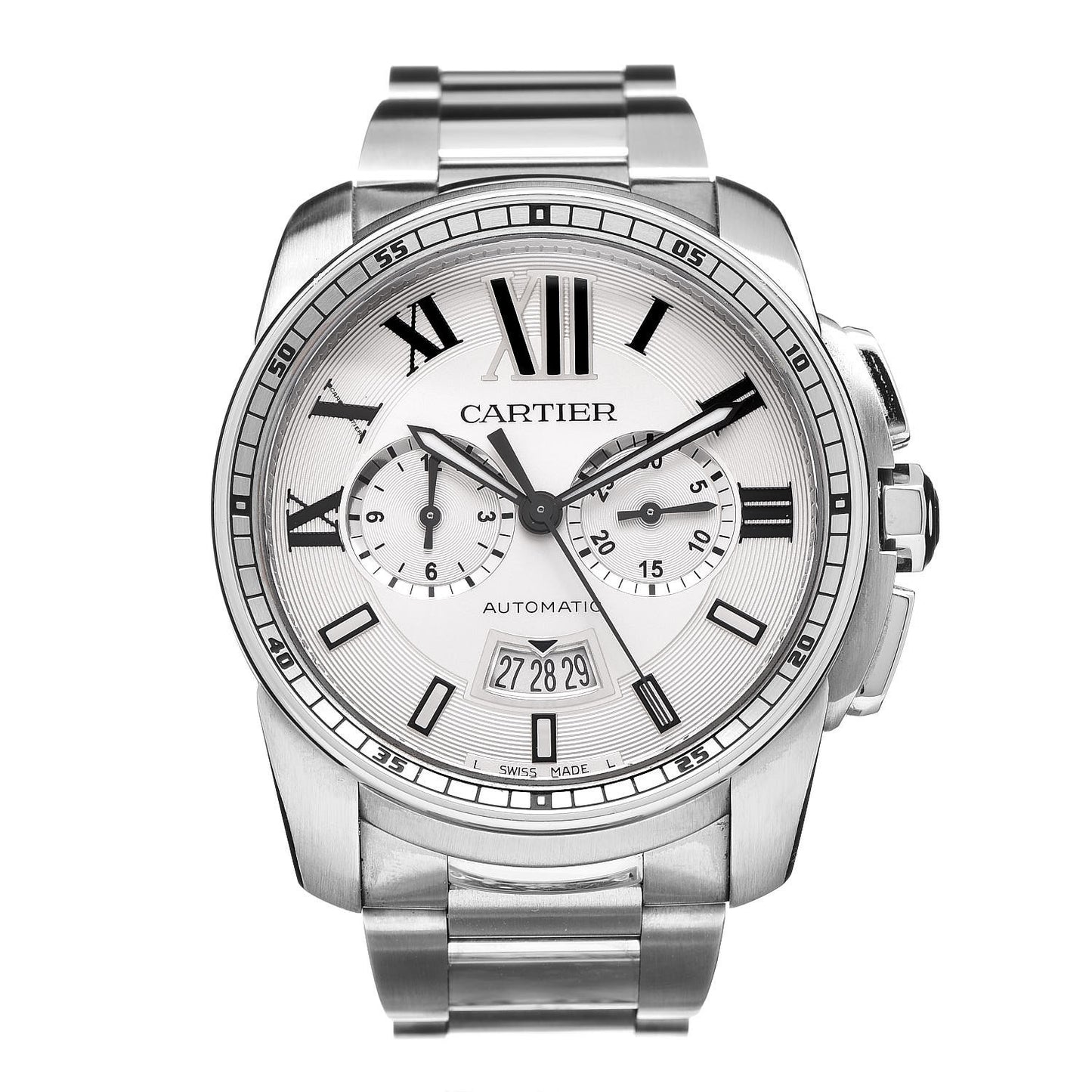 Stainless Steel 42mm Calibre de Cartier Chronograph Automatic Watch