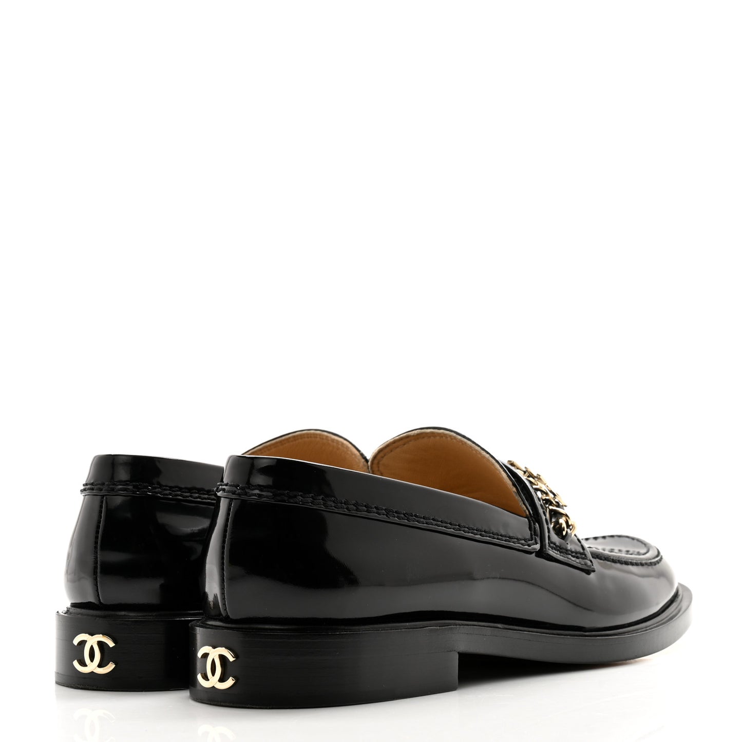 Shiny Calfskin Logo Loafers 39 Black