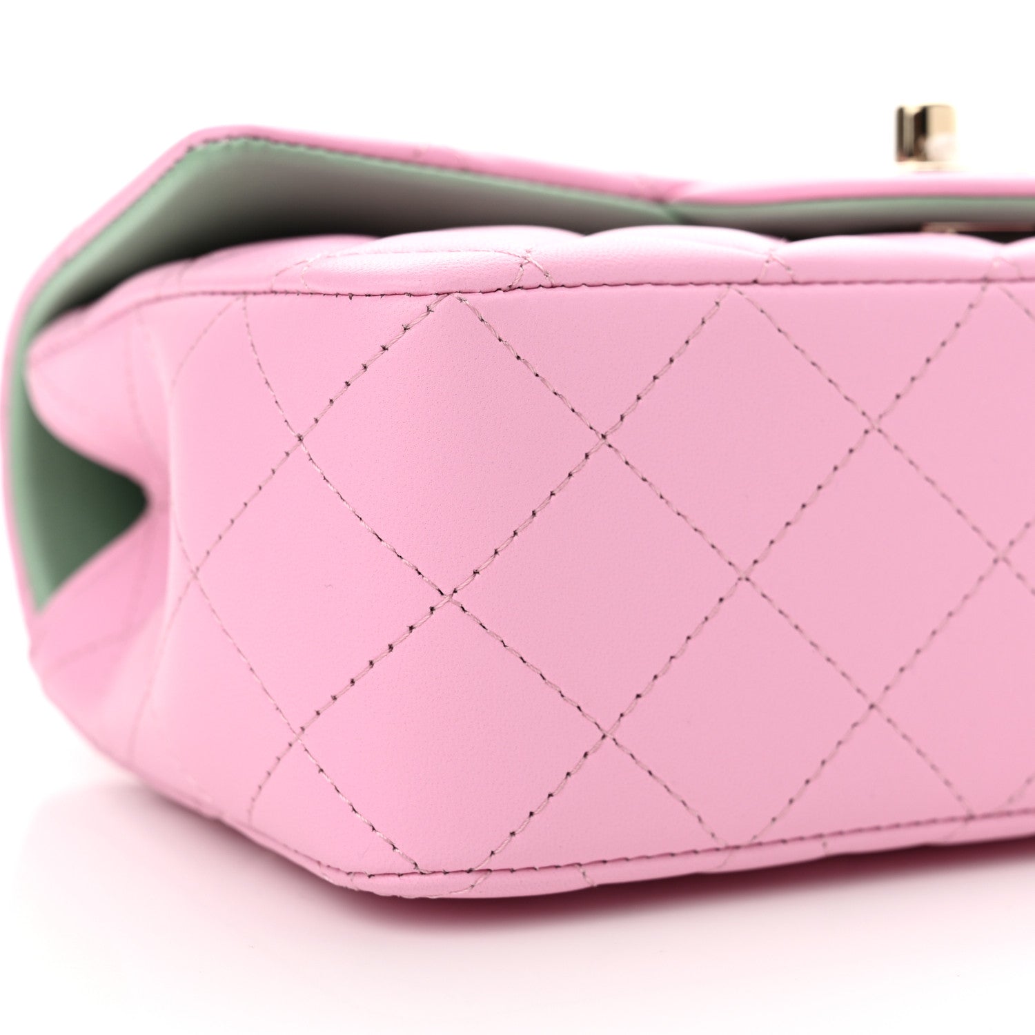 Chanel Lambskin Quilted Mini Top Handle Rectangular Flap Pink Green 9 of 11