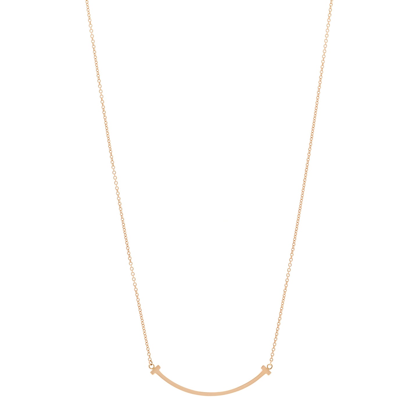 18K Rose Gold Small T Smile Pendant Necklace