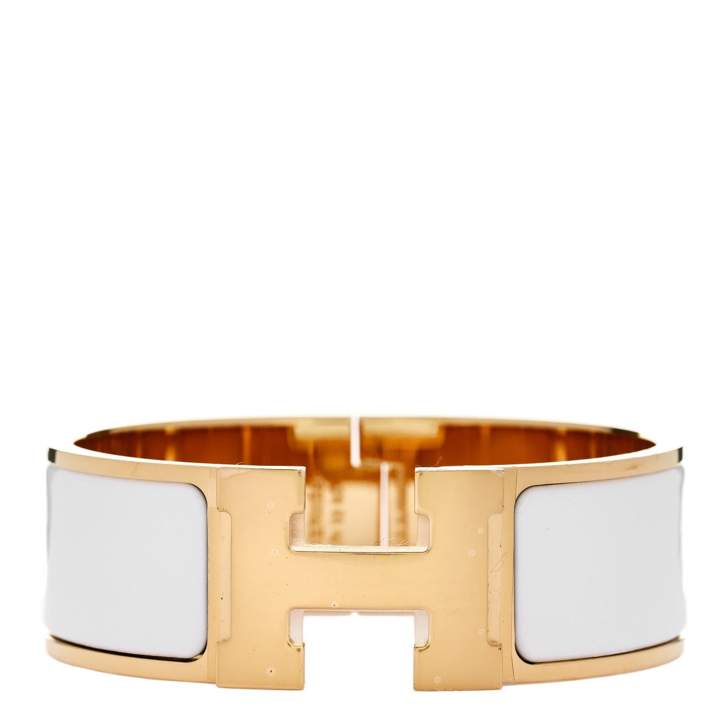 Enamel Wide Clic Clac H Bracelet PM White