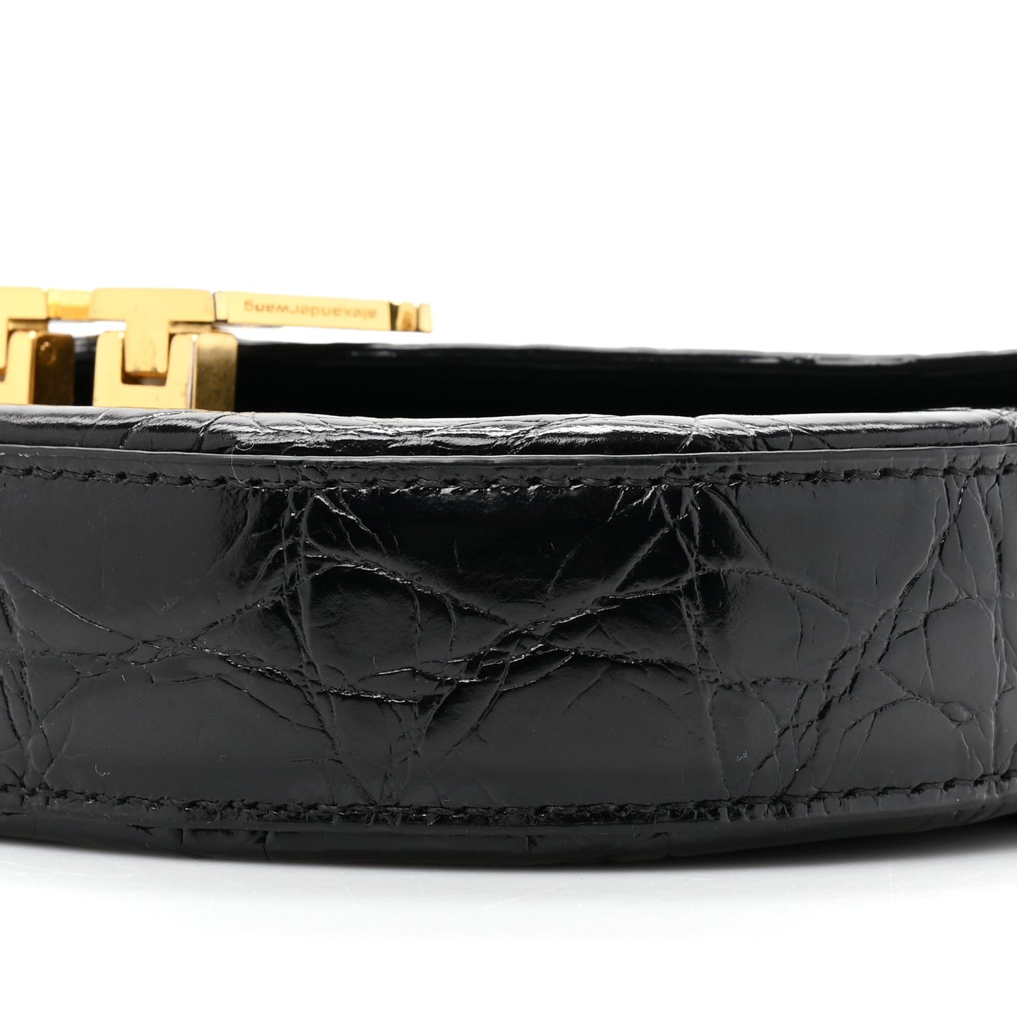 Crocodile Embossed Calfskin W Legacy Saddle Bag Black