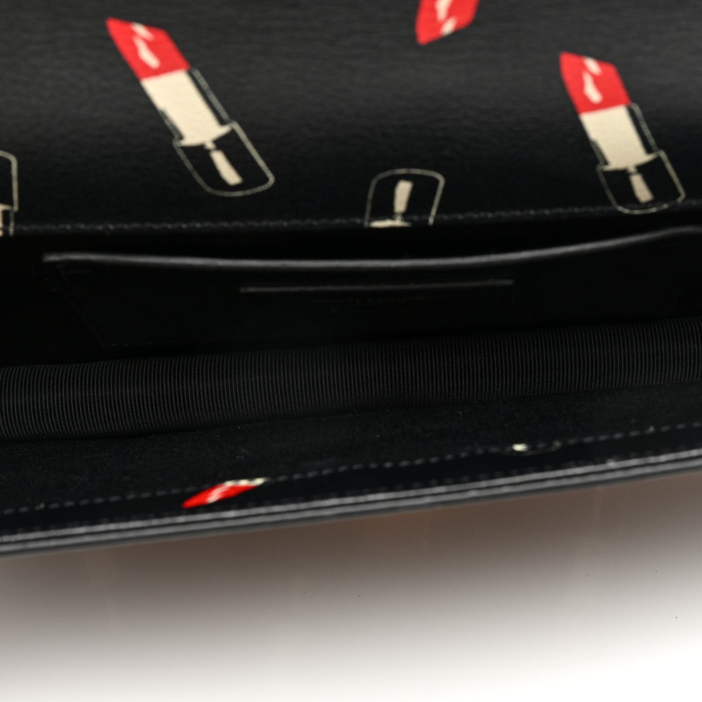 Calfskin Lipstick Print Classic Monogram Kate Clutch Black