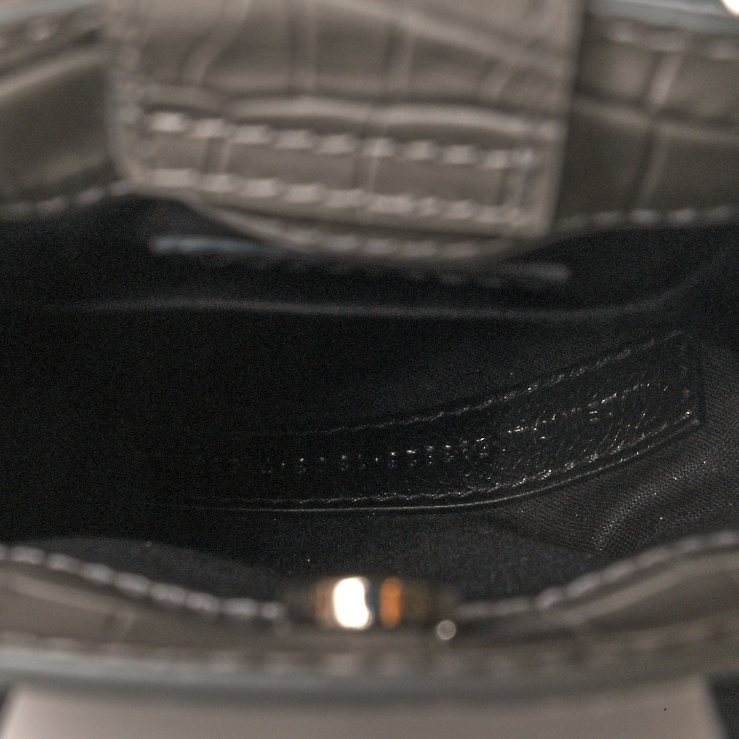 Calfskin Crocodile Embossed Logo Shopping Phone Holder Bag Steel Grey