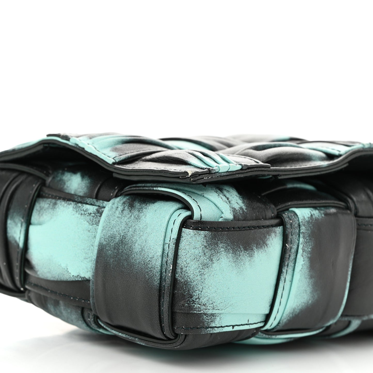 Foulard Tie Dye Maxi Intrecciato Padded Cassette Crossbody Bag Celadon Inkwell