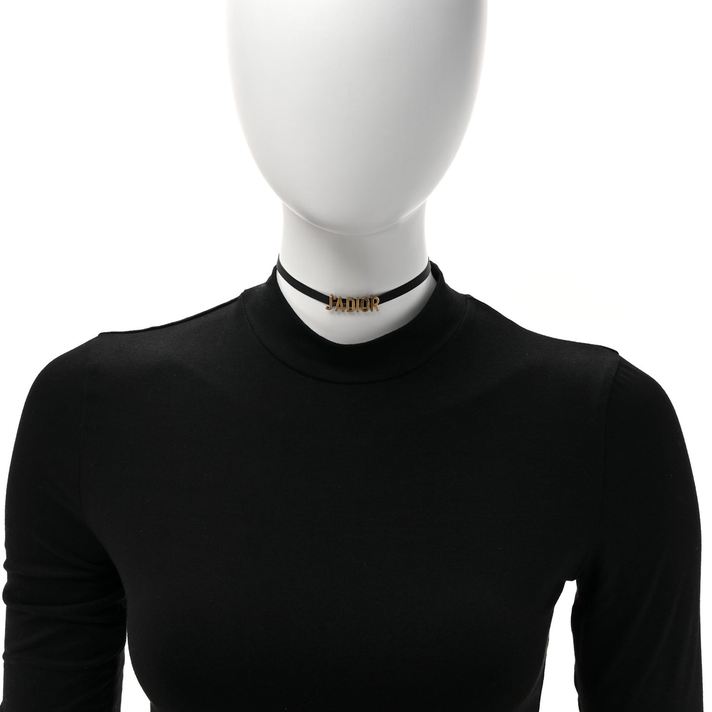 Grosgrain Ribbon J'Adior Logo Choker Necklace Black