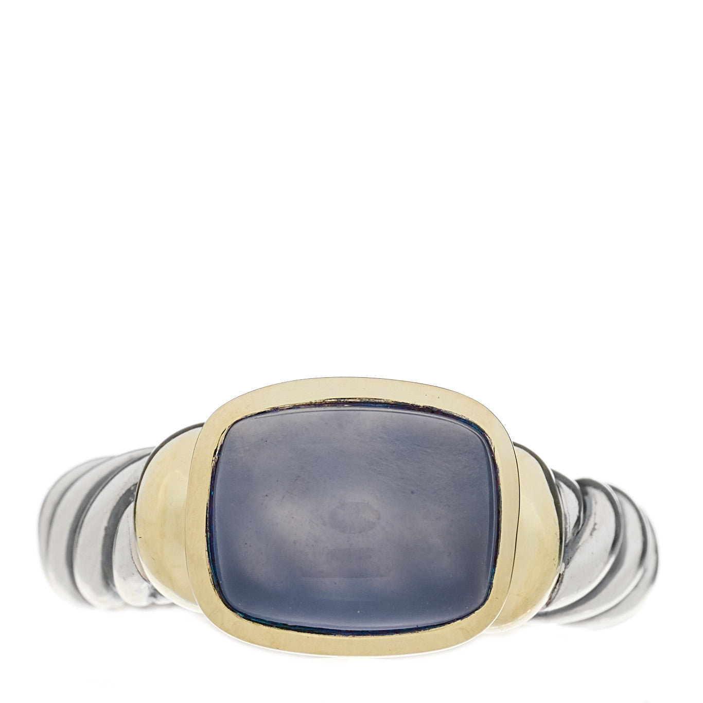 Sterling Silver 14K Yellow Gold Chalcedony 10mm Noblesse Ring 53 6.25