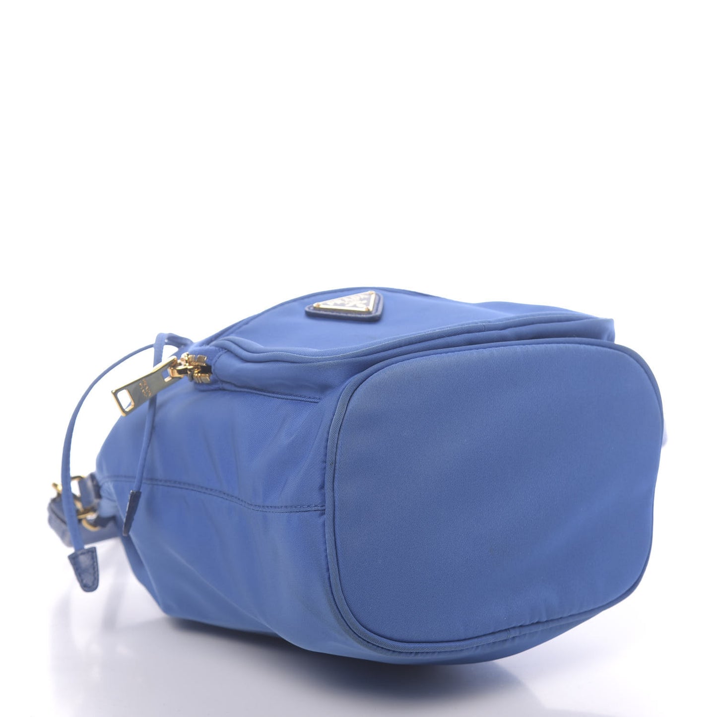 Tessuto Nylon Saffiano Mini Bucket Crossbody Bag Azzurro