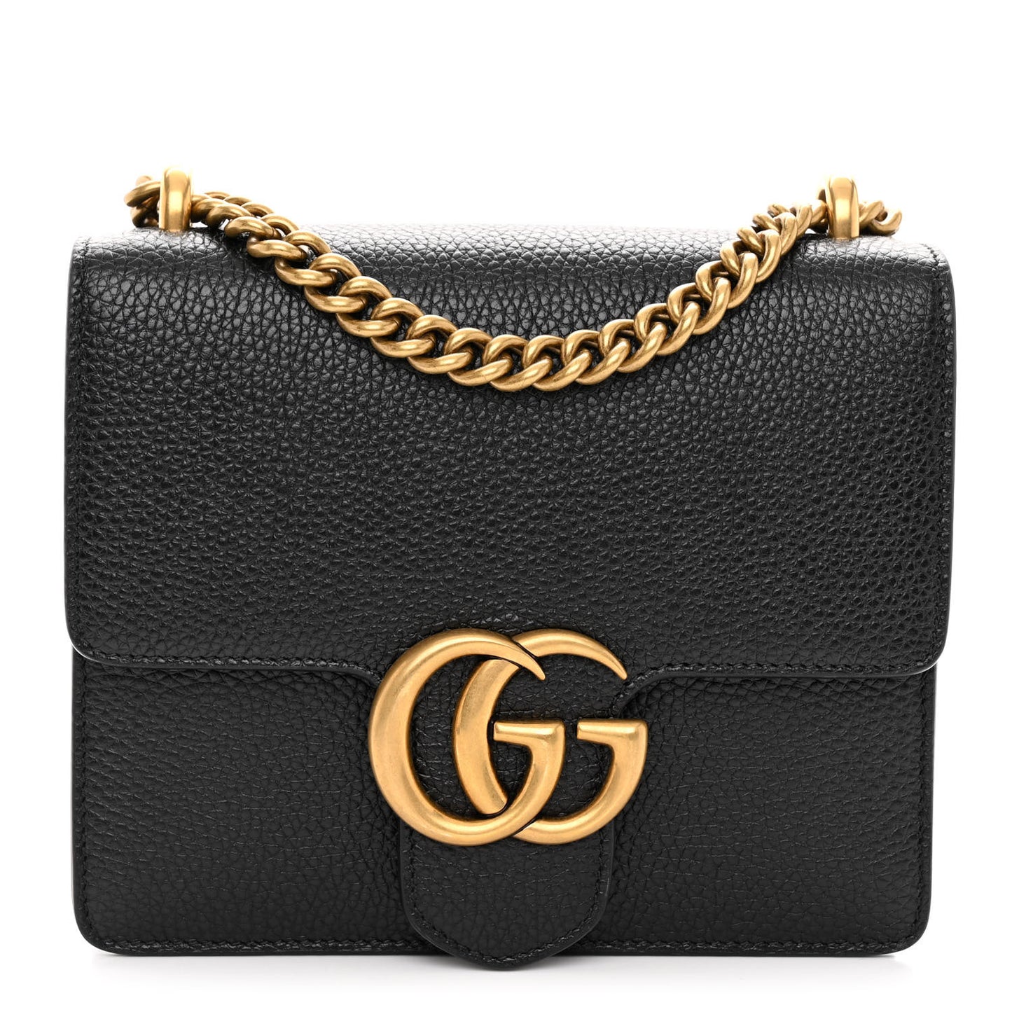 Calfskin Small GG Marmont Chain Shoulder Bag Black