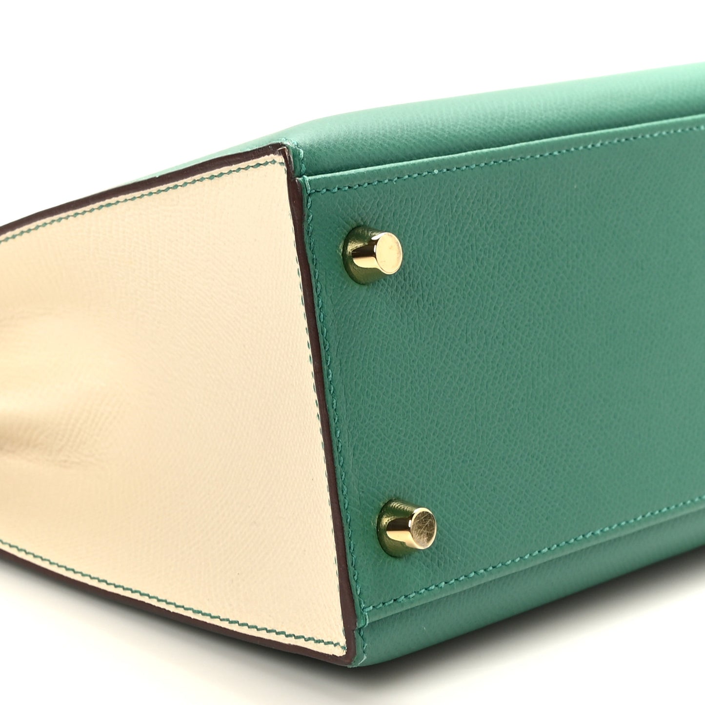 Epsom Bi-Color Horseshoe Kelly Sellier 25 Vert Vertigo Craie