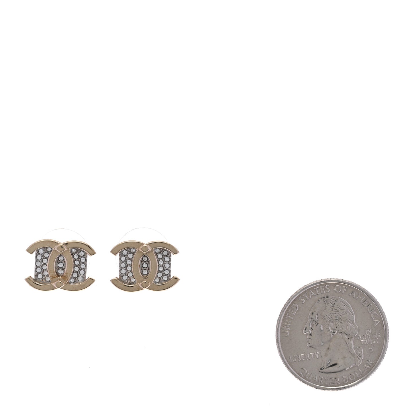 Crystal CC Square Earrings Gold