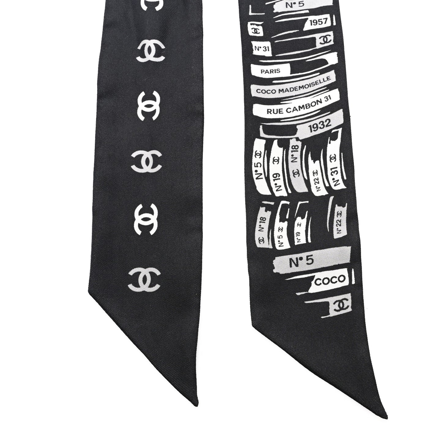 Silk CC Slim Bandeau Scarf Black Grey