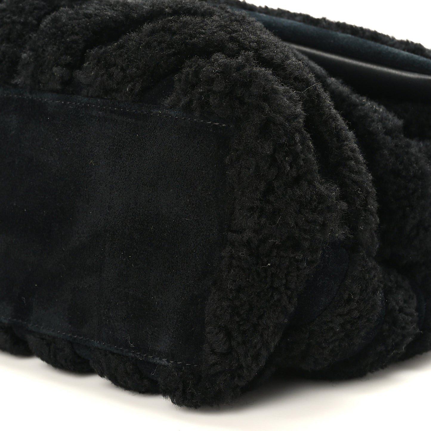 Shearling Y Quilted Monogram Medium Loulou Chain Satchel Black