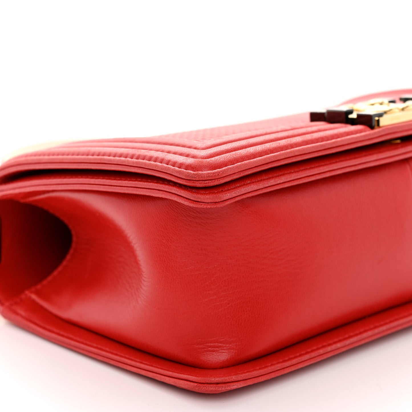 Lambskin Embossed Medium Boy Cube Flap Red