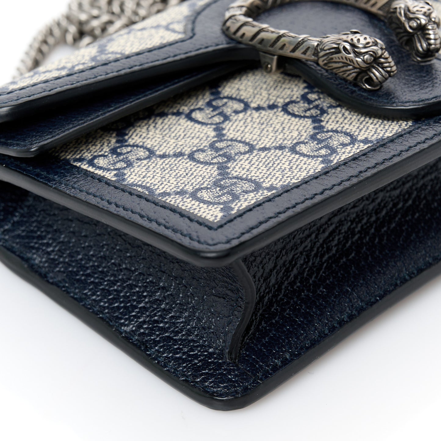 GG Supreme Monogram Textured Dollar Calfskin Super Mini Dionysus Shoulder Bag Beige Blue