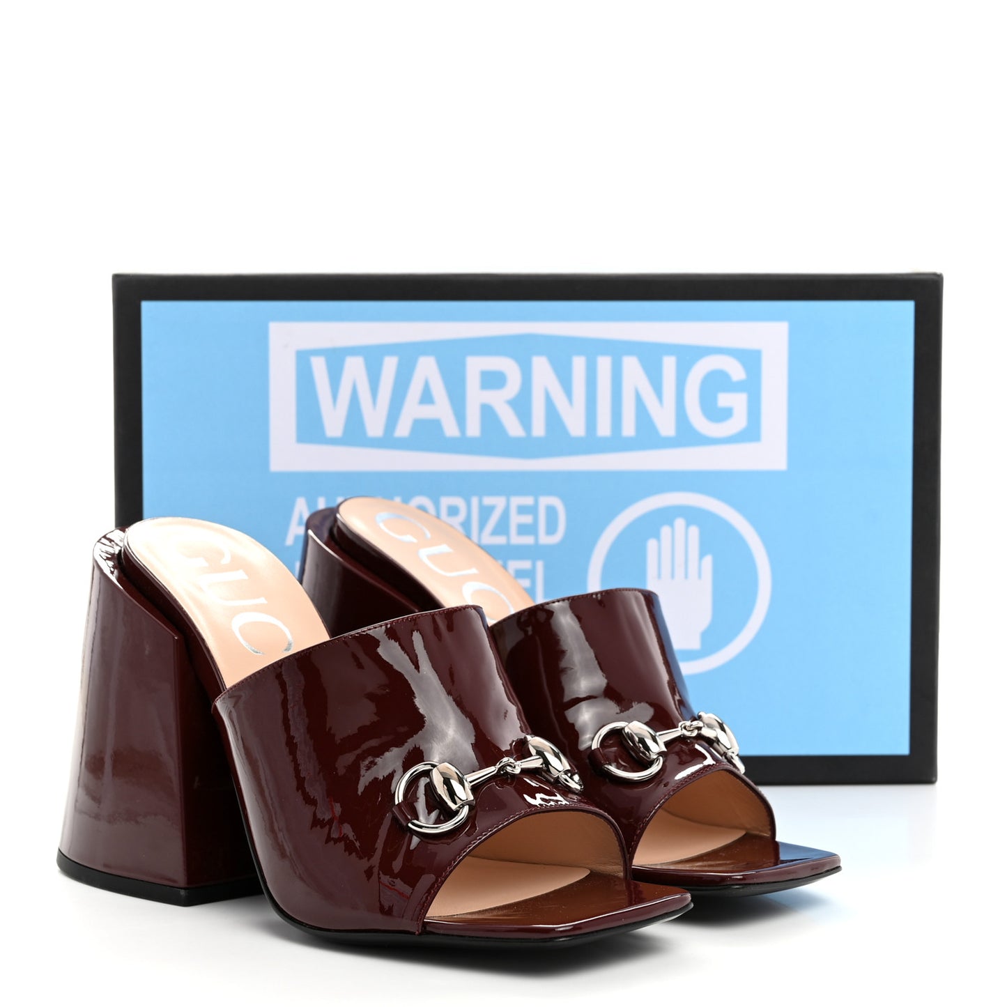 Patent Lexi Horsebit High-Heel Slide Sandals 39 Bordeaux