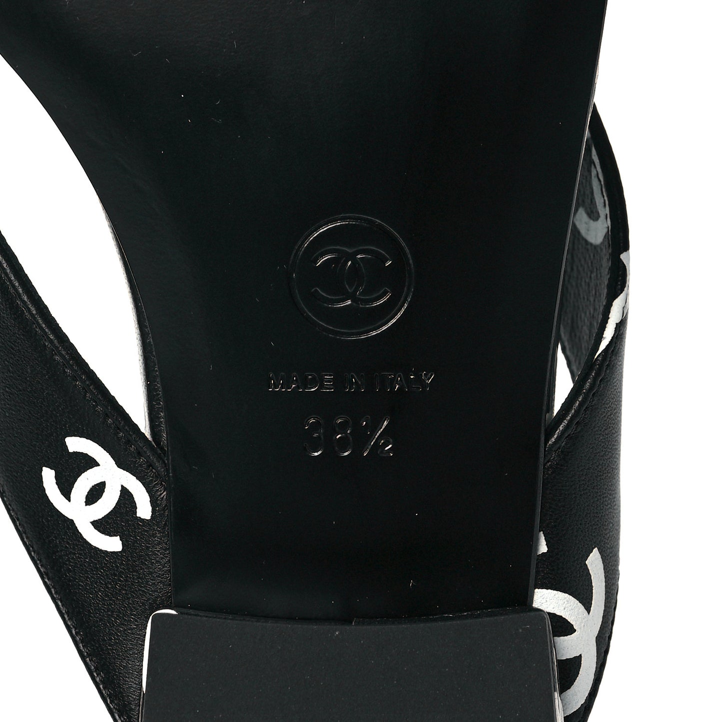 Lambskin Printed CC Thong Sandals 38.5 Black White