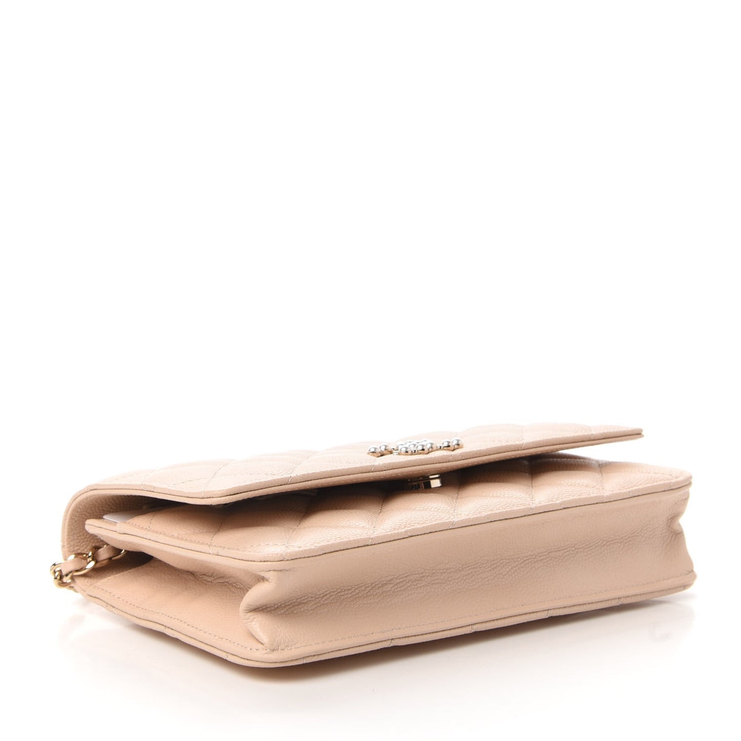Caviar Quilted Coco Candy Wallet On Chain WOC Beige
