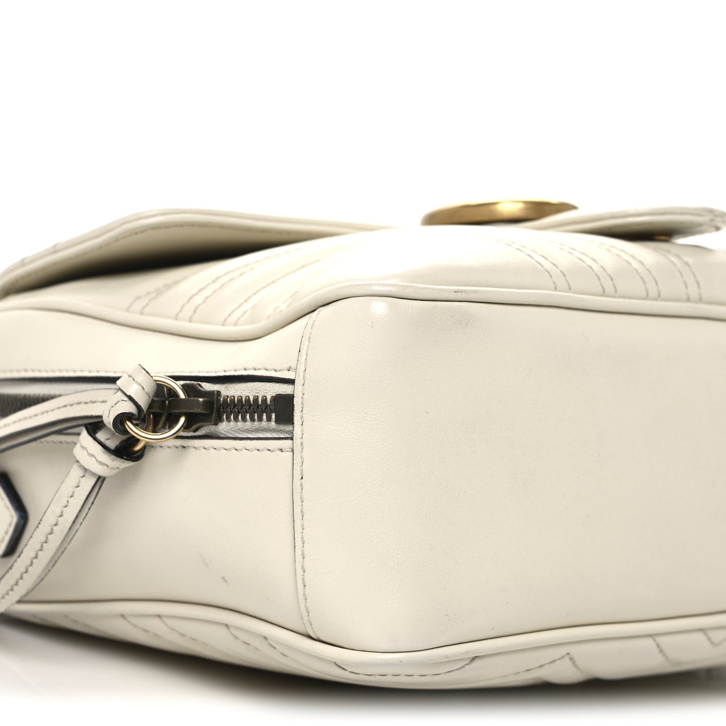 Calfskin Matelasse Sylvie Web Small GG Marmont Top Handle Shoulder Bag White