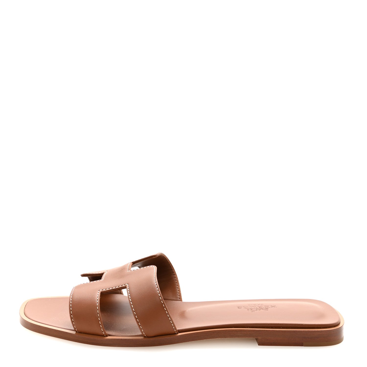 Hermes Box Calfskin Oran Sandals 37.5 Gold 1862281 – FASHIONPHILE