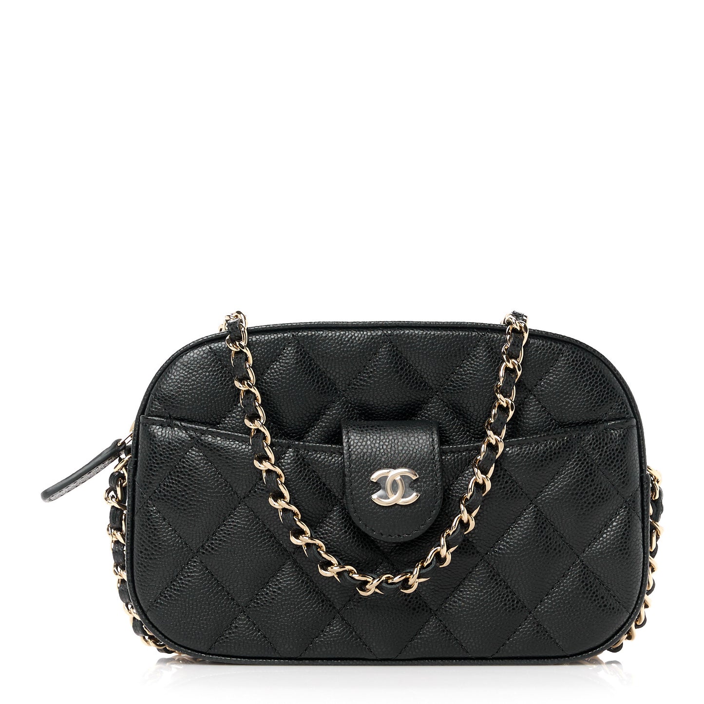 Caviar Quilted Chain Camera Bag Black